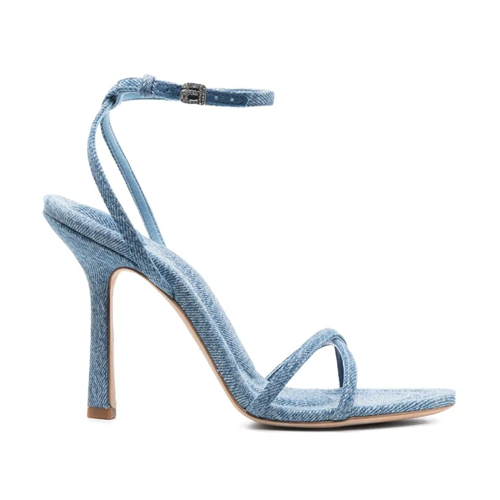 Round toe strap denim sandals for women