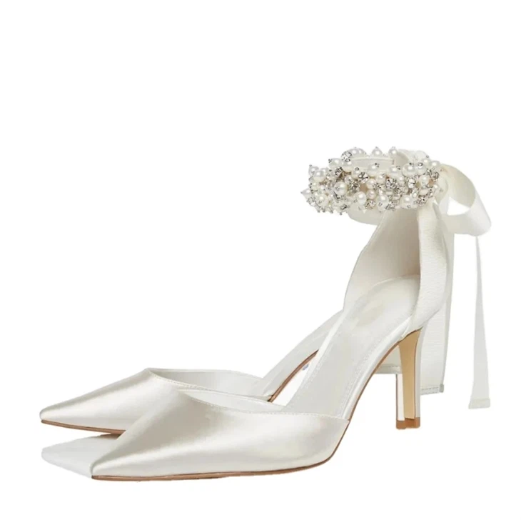 Women's Bridal 10cm stiletto heels Pointed toe wedding shoes