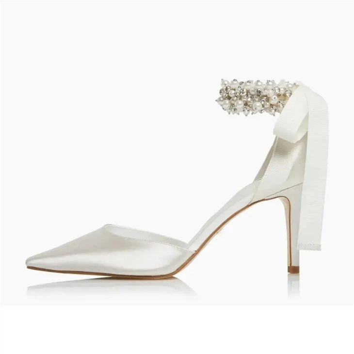 White wedding shoes high heels for bridal